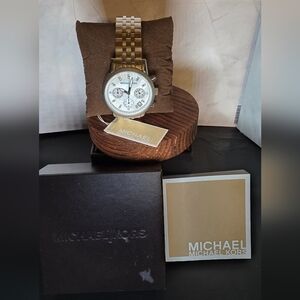 Michael Kors MK5517 Gold Chronograph Mother of Pearl Crystal Watch